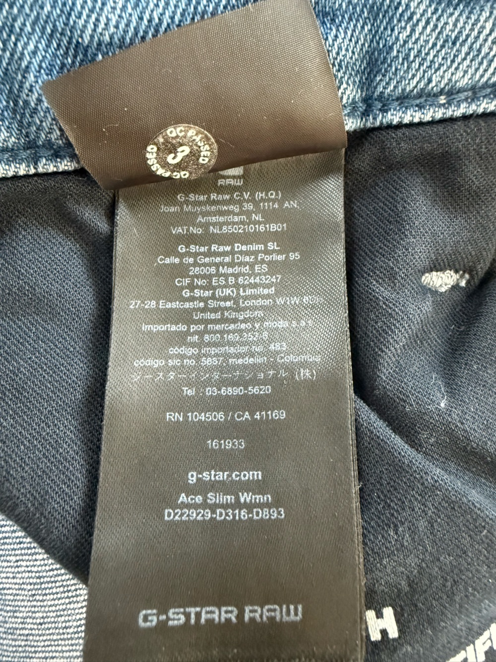 G-Star Raw Women's Ace Slim Jeans NWT Size 24 - Picture 9 of 10